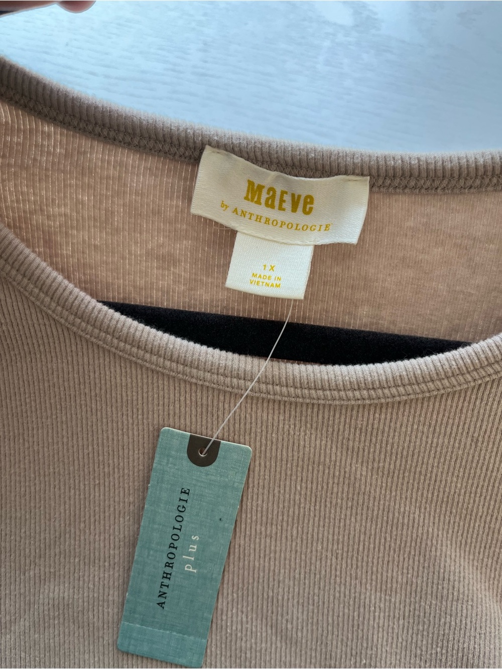 Maeve by Anthropologie Faux Leather-Inset Pullover Top Size 1X NEW - Picture 8 of 9